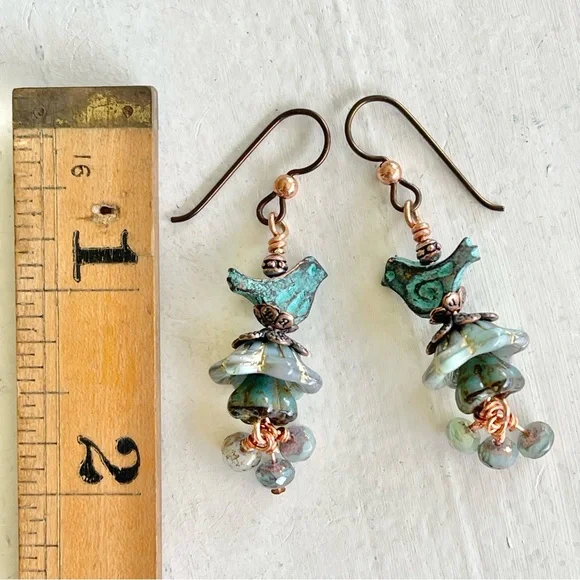 ARTISAN Earrings - “Bluebells and Berries” Dangles - Picture 6 of 7